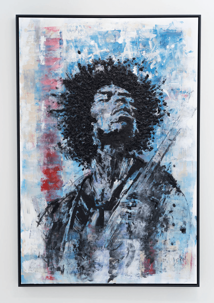 Hendrix — a textured portrait painting from the Music Icons series